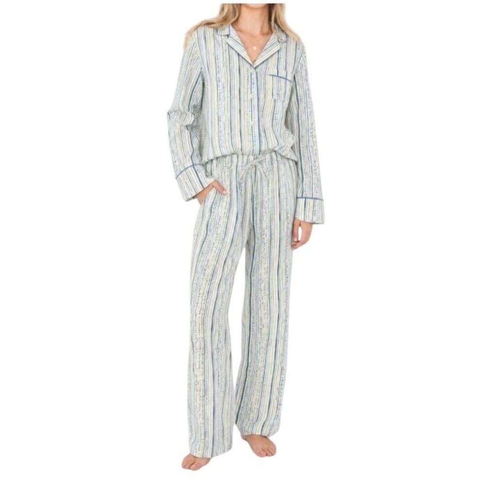 The Lazy Poet Womens XL 100% Linen Emma Mykonos Pajama Set